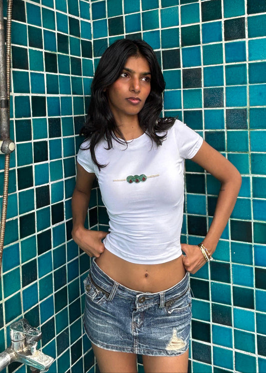 Olive Beaded T-Shirt